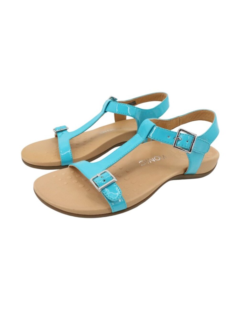 New Vionic Orthaheel Orthotic T-strap Sandals Adriane Turquoise Blue 10 Wide 10W
